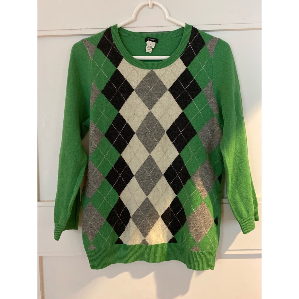 J. Crew 3/4 sleeve argyle sweater